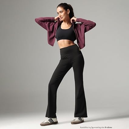 BlissClub Ultimate Flare Pants Lite Regular for Women Upto 5'4 ft | High Waist Trousers and Formal Pants for Office wear | Comfortable fit