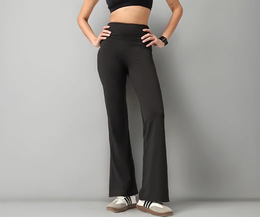 BlissClub Ultimate Flare Pants Lite Regular for Women Upto 5'4 ft | High Waist Trousers and Formal Pants for Office wear | Comfortable fit